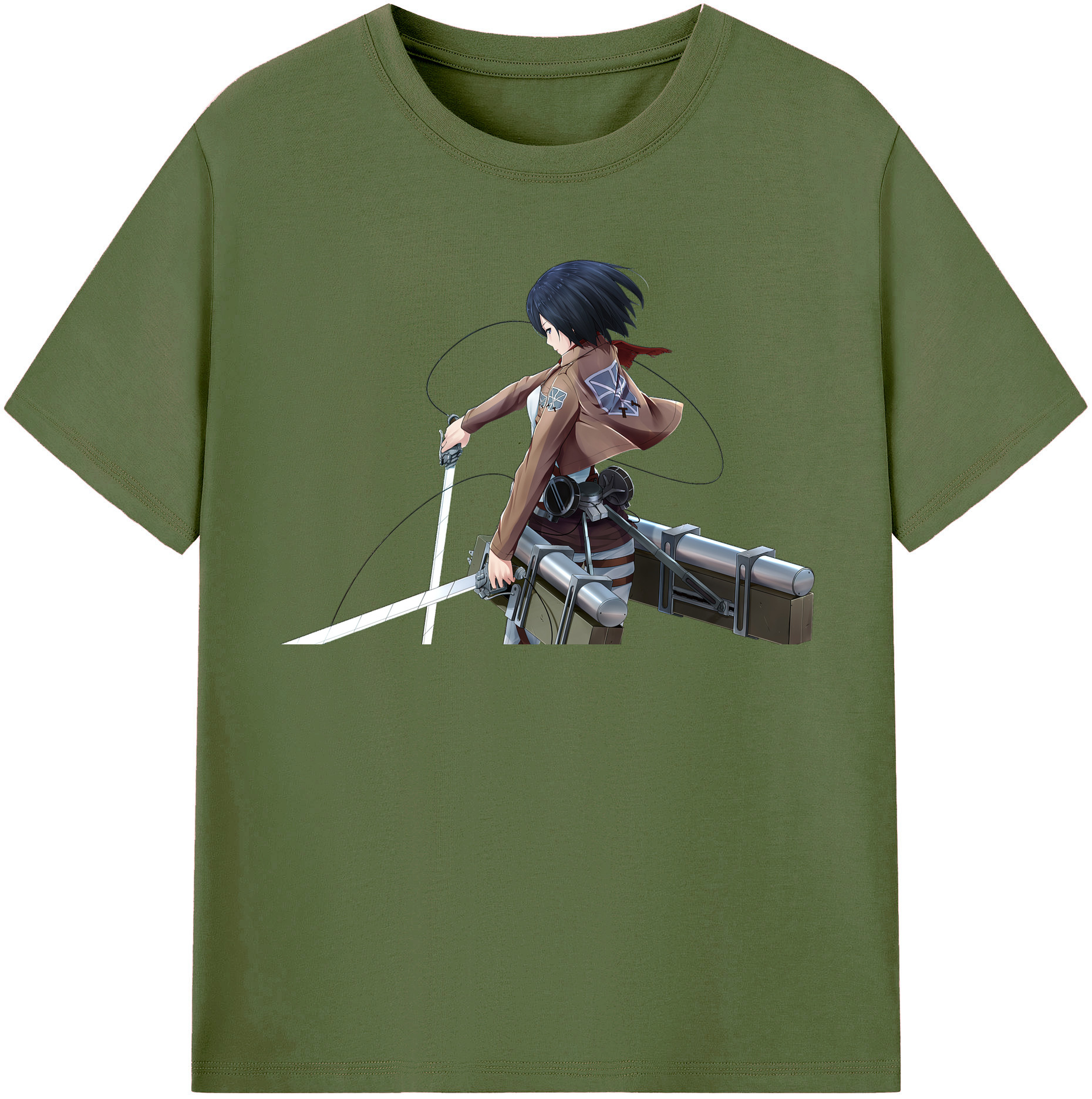 （画像用） 進撃の巨人 ミカサ·アッカーマン Attack on Titan Mikasa Ackerman 綿100％半袖Tシャツ（フロントプリント）
